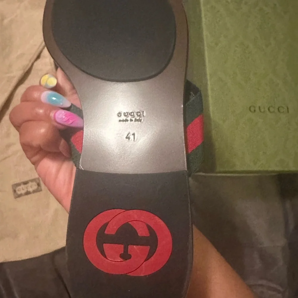 NEW Gucci Black & Brown Interlocking GG Slides
